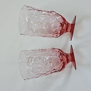 Seneca Driftwood Dark Pink Footed Water Goblets, S/2